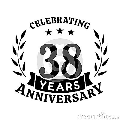 38 years anniversary celebration logotype. 38th anniversary logo. Vector and illustration. Vector Illustration
