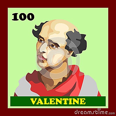 100th Catholic Church Pope Valentine Vector Illustration