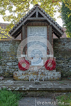 St Mary Magdalene Church war memorial in the Kent village of Monkton Editorial Stock Photo