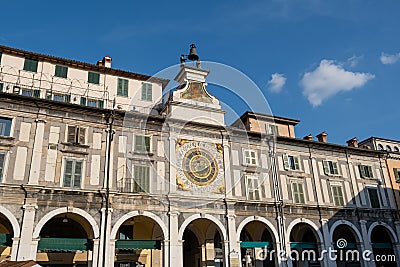 16th century Astronomical clock. Piazza della Loggia. Brescia, Italy Editorial Stock Photo