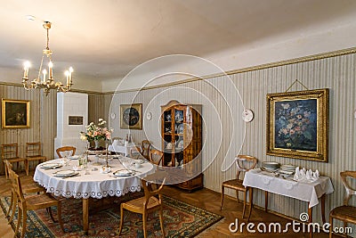 A view of the castle room at Jansky vrch (Johannesberg) Castle from the 14th century. Javornik, Czechia, Europe Stock Photo