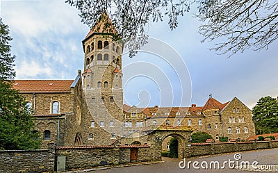 19th century Clervaux Abbey, a monastery of the Saint-Maurice and Saint-Maur Benedictines in Luxembourg Stock Photo