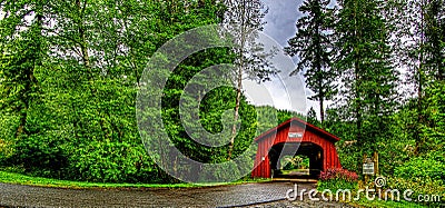 20th Century covered bridge in Western Oregon HDR Stock Photo