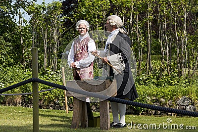 18th century day at Gammel Estrup Castle, People are dressed as in the 18th century and everything passes as then. People get Editorial Stock Photo