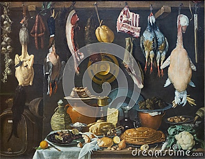 17th century`th food storage. The Empoli painting. Editorial Stock Photo