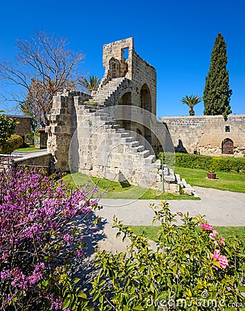 13th century Gothic monastery at Bellapais,northern cyprus Stock Photo