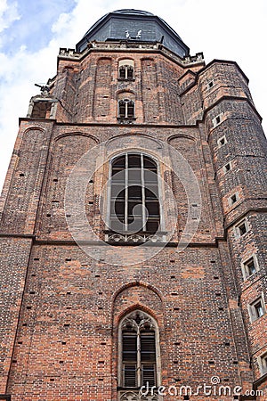 14th century gothic St. Elisabeth Church, tower, Market Square,Wroclaw, Poland Stock Photo
