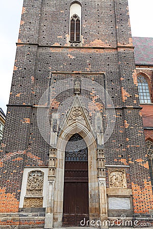 14th century gothic St. Elisabeth Church, tower, Market Square,Wroclaw, Poland Stock Photo