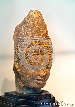 The 11th century head stone statues Siva goddess Editorial Stock Photo