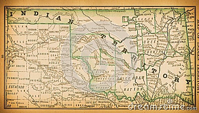 19th century map of Indian Territory Stock Photo