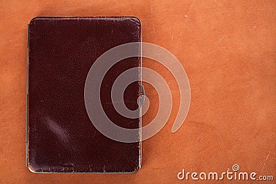 19th century old leather wallet on background Stock Photo