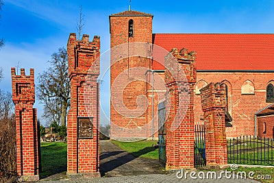 14th century parish church in Mingaje, Warmia region. Poland Stock Photo