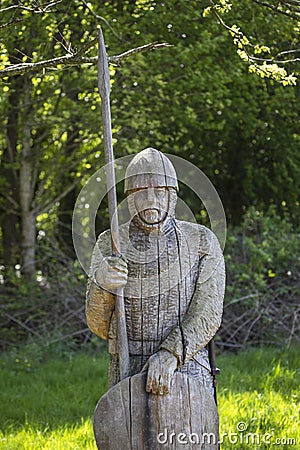 11th Century Soldier Sculpture at Battle Abbey Stock Photo