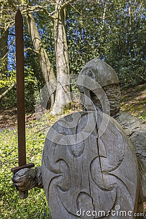 11th Century Soldier Sculpture at Battle Abbey Stock Photo