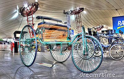 19th century vintage three wheeled car Editorial Stock Photo