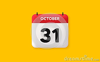 31th day of the month icon. Event schedule date. Calendar date 3d icon. Vector Vector Illustration