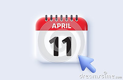 11th day of the month icon. Event schedule date. Calendar date 3d icon. Vector Vector Illustration