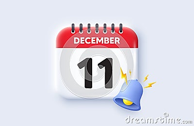 11th day of the month icon. Event schedule date. Calendar date 3d icon. Vector Vector Illustration