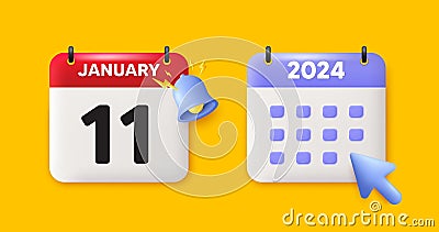 11th day of the month icon. Event schedule date. Calendar date 3d icon. Vector Vector Illustration