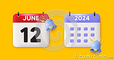 12th day of the month icon. Event schedule date. Calendar date 3d icon. Vector Vector Illustration