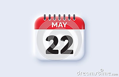 22th day of the month icon. Event schedule date. Calendar date 3d icon. Vector Vector Illustration