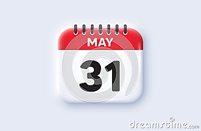 31th day of the month icon. Event schedule date. Calendar date 3d icon. Vector Vector Illustration