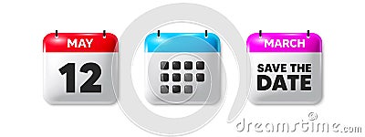 12th day of the month icon. Event schedule date. Calendar save the date 3d icon. Vector Vector Illustration