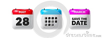 28th day of the month icon. Event schedule date. Calendar save the date 3d icon. Vector Vector Illustration