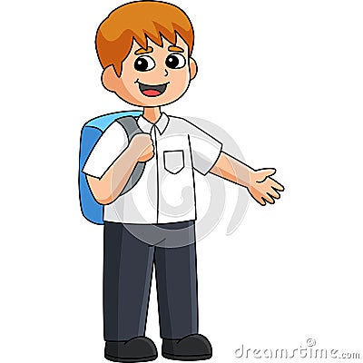 100th Day Of School Student with Bag Clipart Vector Illustration