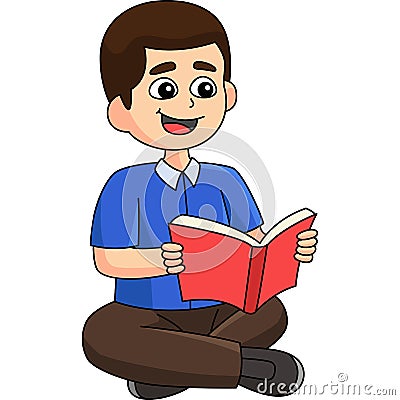 100th Day Of School Student Reading Book Clipart Vector Illustration