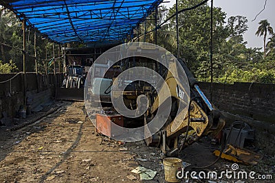 12th December, 2021, Narendrapur, West Bengal, India: A service station of heavy industrial machine Editorial Stock Photo