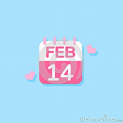 14th of February of Valentines Day calendar icon,Vector and Illustration Vector Illustration