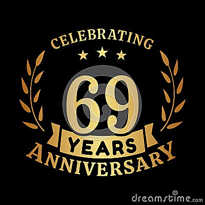 69 years anniversary celebration logotype. 69th anniversary logo. Vector and illustration. Vector Illustration