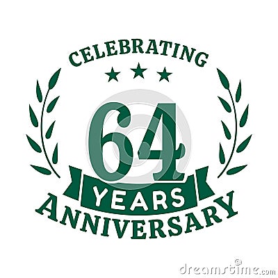 64 years anniversary celebration logotype. 64th anniversary logo. Vector and illustration. Vector Illustration