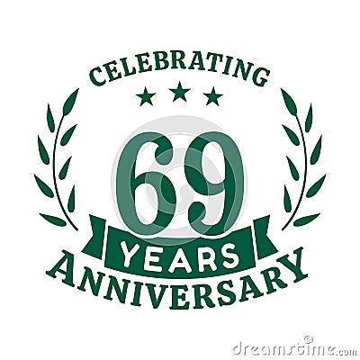 69 years anniversary celebration logotype. 69th anniversary logo. Vector and illustration. Vector Illustration