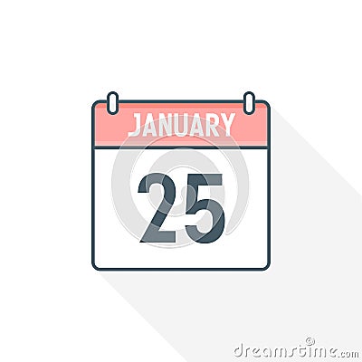25th January calendar icon. January 25 calendar Date Month icon vector illustrator Vector Illustration