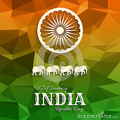 26th of January India Republic Day text on triangular background Vector Illustration