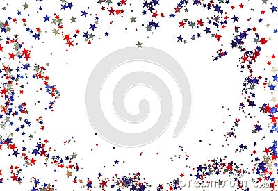 4th of July American Independence Day decorations stars confetti isolated frame Stock Photo