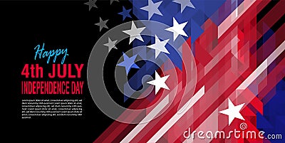 4th of July, American Independence Day. United States national flag abstract geometric vector banner Vector Illustration