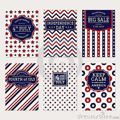 4th July banner set Vector Illustration