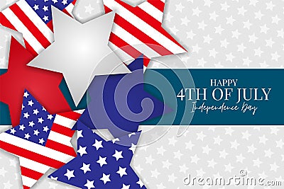 4th of July banner. United States of America independence day holiday. National symbolics stars. Vector Illustration