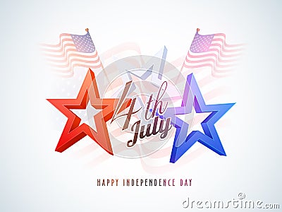 4th of July, celebration concept with stars, waving flags. Stock Photo