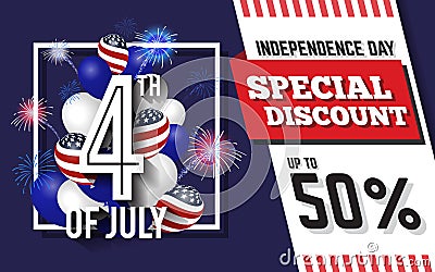 4TH of July Celebration Discount Promotion Background Vector Illustration