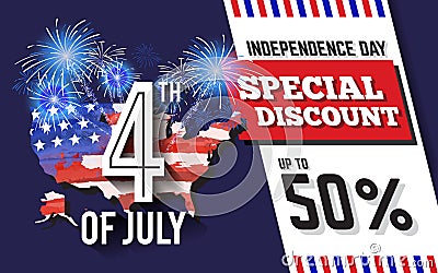 4TH of July Celebration Discount Promotion Background Vector Illustration