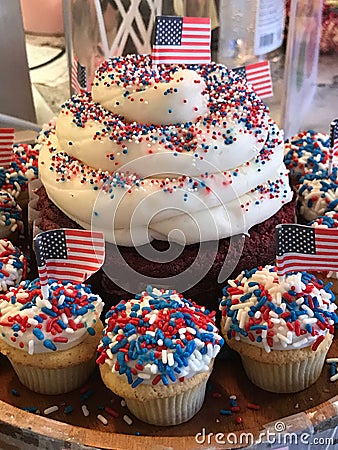 4th of July Cupcake design at Cupcake Down South in Columbia, SC Editorial Stock Photo