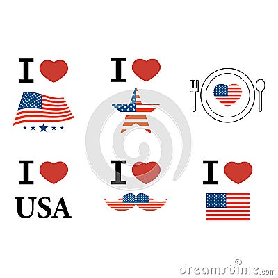 4th July Happy Memorial Day badges and labels Vector Illustration