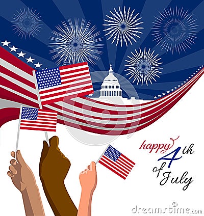 4th of July Independence Day placard, banner or greeting card Cartoon Illustration