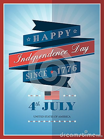 4th of July Independence day ribbon background Vector Illustration