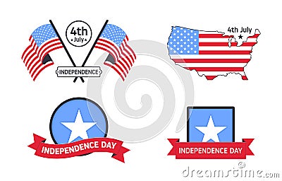 4th of July. Independence Day vector icon set 1-1 Cartoon Illustration