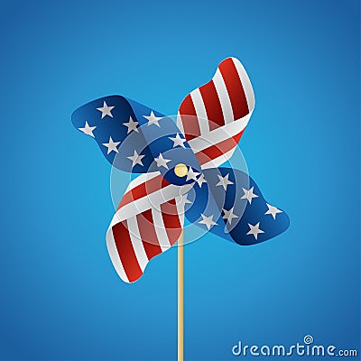 4th of July with Pinwheel. Vector Illustration